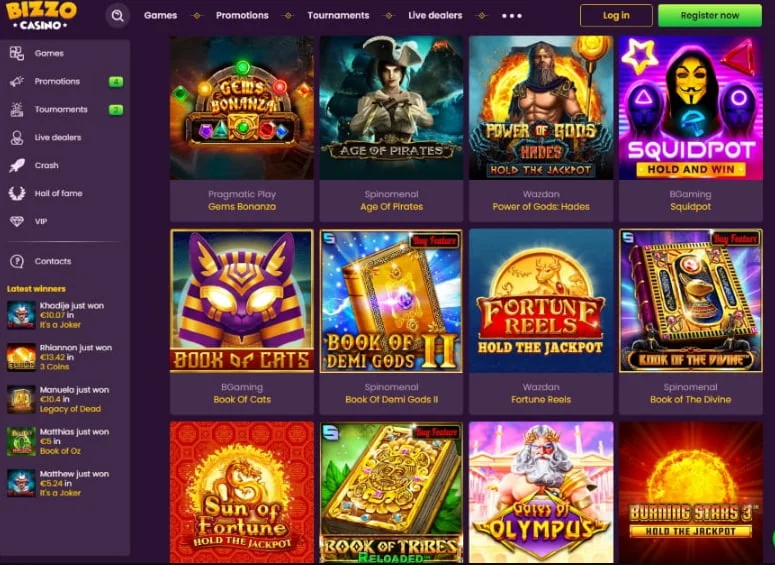 Gry i oprogramowanie Bizzo Casino