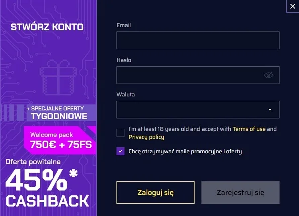 Zarejestruj się w Just bit casino online